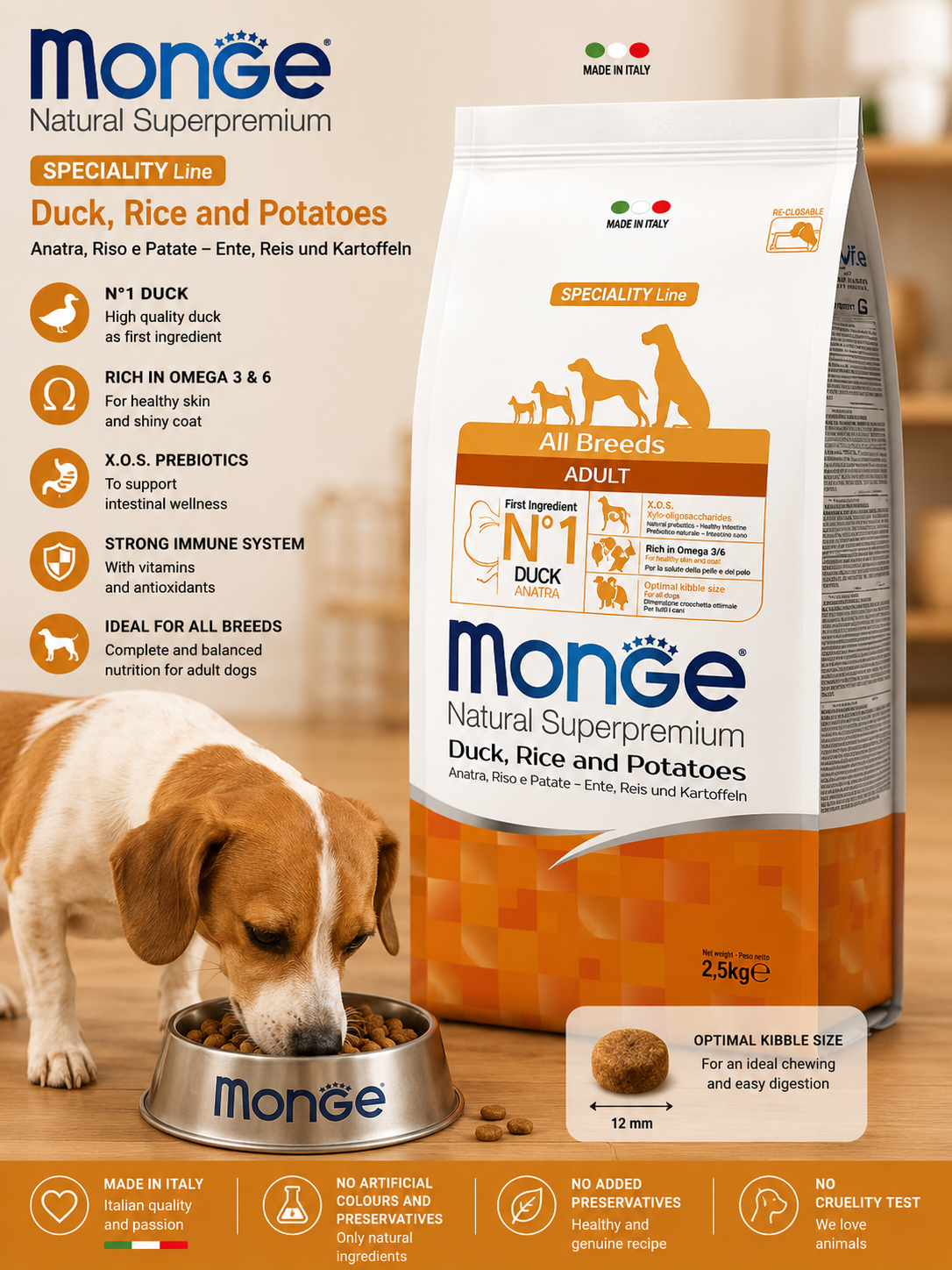 🐶 Monge Natural Superpremium Duck, Rice & Potatoes All Breeds Adult