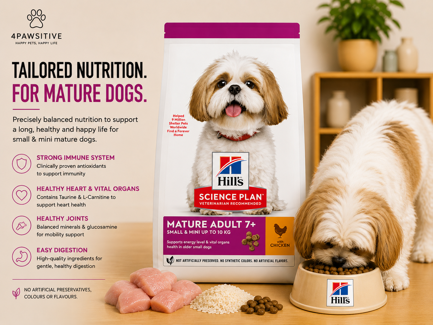 🐶 Hill’s Science Plan Mature Adult 7+ לכלבים קטנים ומיני עם עוף