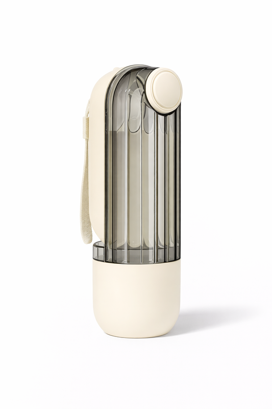 בקבוק מים ומזון נייד 2-ב-1 לכלבים וחיות מחמד – פתרון מושלם להליכות וטיולים