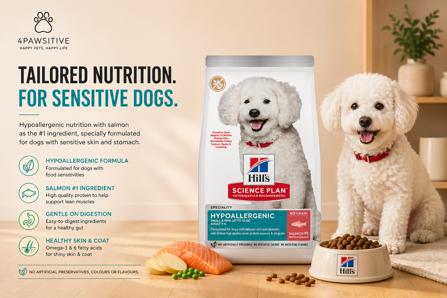 🐶 Hill’s Science Plan Hypoallergenic – סלמון (ללא דגנים)