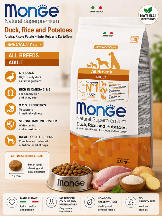 🐶 Monge Natural Superpremium Duck, Rice & Potatoes All Breeds Adult