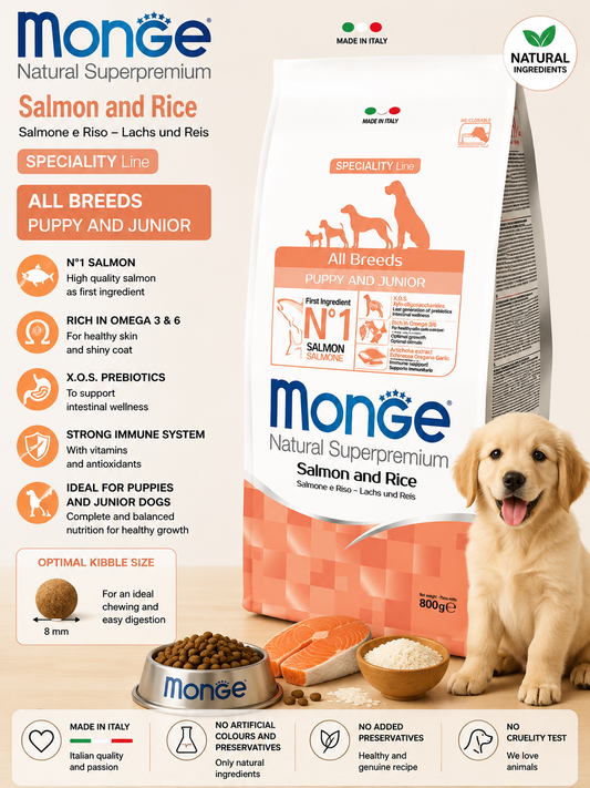 🐶 Monge Natural Superpremium Salmon & Rice Puppy & Junior