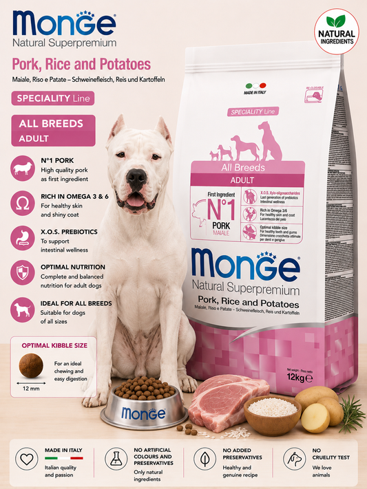 🐶 Monge Natural Superpremium Pork, Rice & Potatoes All Breeds Adult