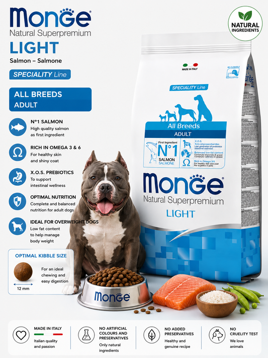 🐶 Monge Natural Superpremium LIGHT Salmon All Breeds Adult