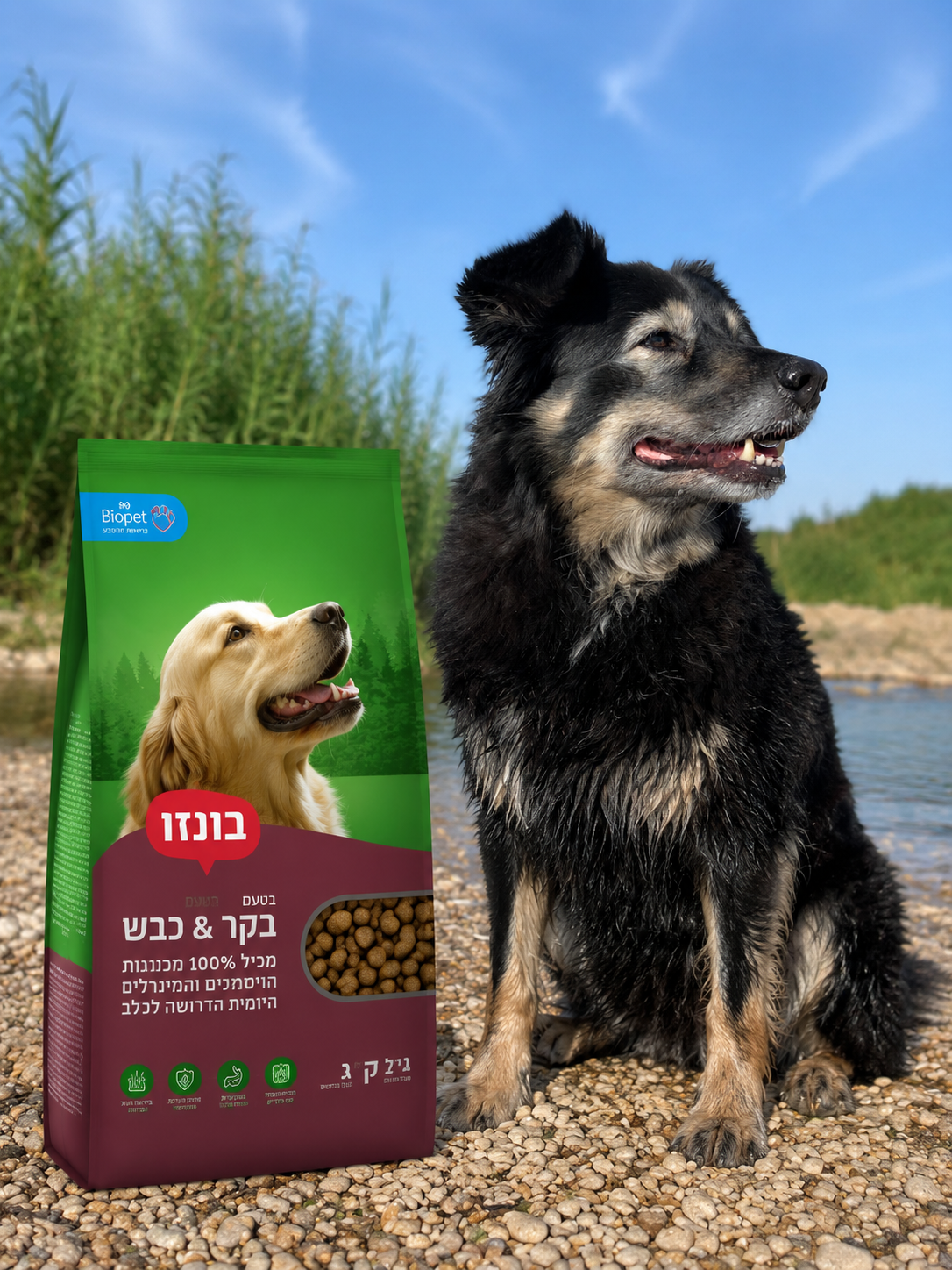 🐶 בונזו בקר & כבש – מזון יבש מלא לכלבים