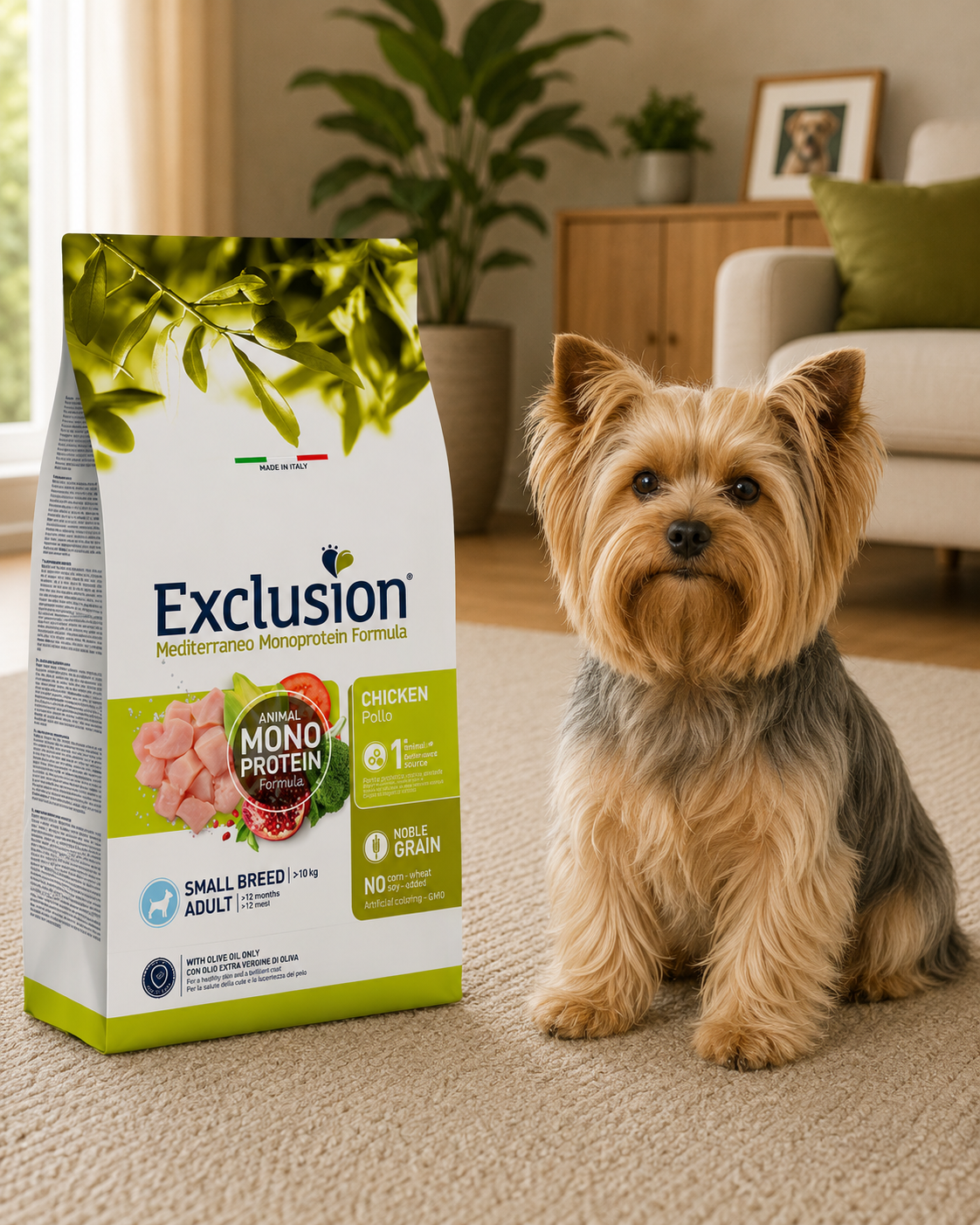 🐾 Exclusion Chicken Monoprotein – מזון יבש לכלבים בוגרים מגזע קטן 🐶🐔