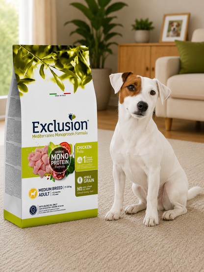 🐾 Exclusion Chicken Monoprotein – מזון יבש לכלבים בוגרים מגזע בינוני 🐶🐔