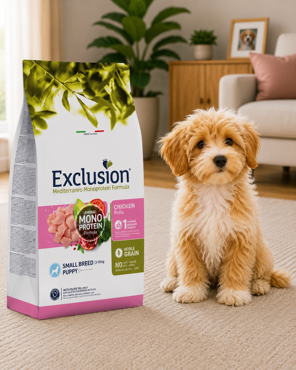 🐾 Exclusion Chicken Monoprotein – מזון יבש לגורי כלבים מגזע קטן 🐶🐔