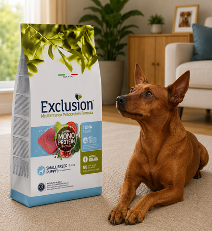 🐾 Exclusion Tuna Monoprotein – מזון יבש לגורי כלבים מגזע קטן 🐶🐟