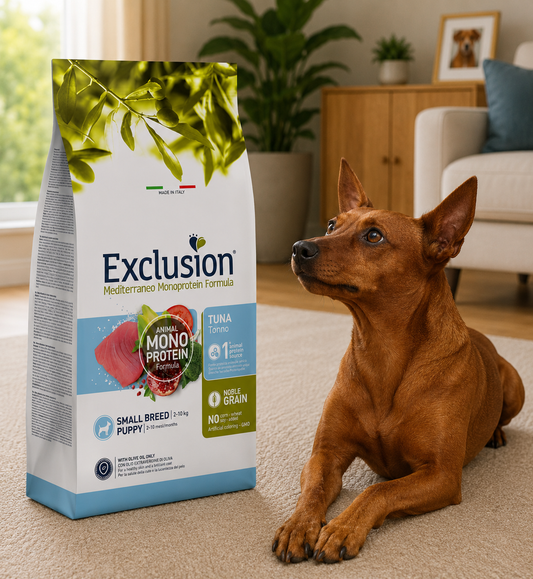 🐾 Exclusion Tuna Monoprotein – מזון יבש לגורי כלבים מגזע קטן 🐶🐟