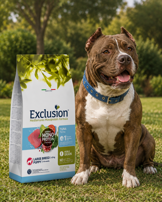 🐾 Exclusion Tuna Monoprotein – מזון יבש לגורי כלבים מגזע גדול 🐶🐟