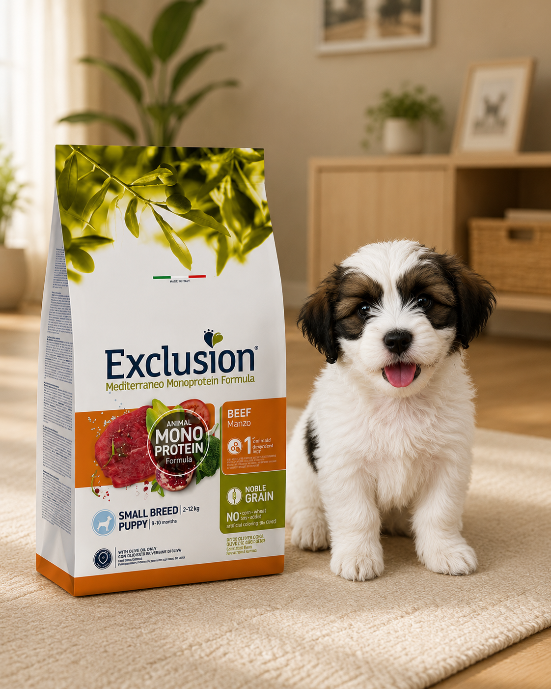 🐾 Exclusion Beef Monoprotein – מזון יבש לגורי כלבים מגזע קטן 🐶🥩