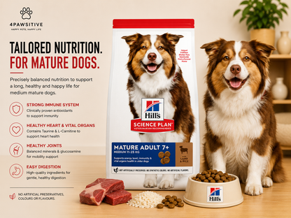 🐶 Hill’s Science Plan Mature Adult 7+ לכלבים בינוניים עם כבש ואורז