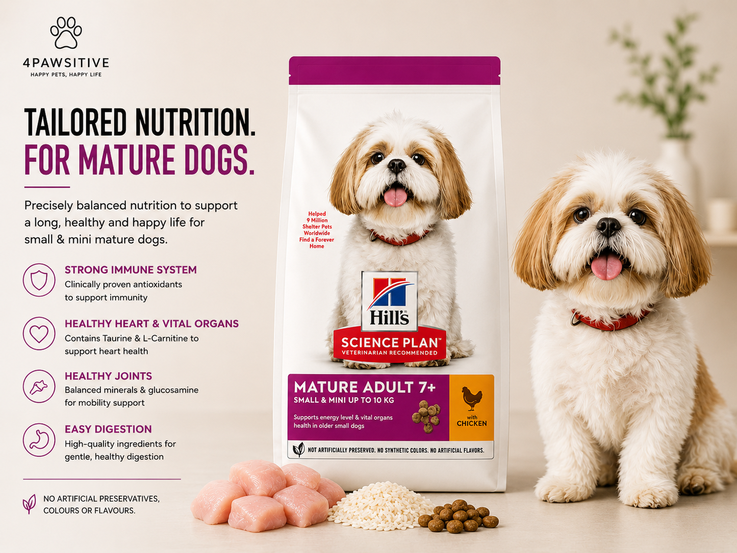 🐶 Hill’s Science Plan Mature Adult 7+ לכלבים קטנים ומיני עם עוף