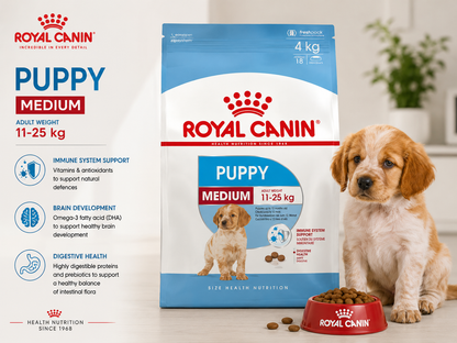 🐶 Royal Canin Medium Puppy לגורי כלבים מגזעים בינוניים