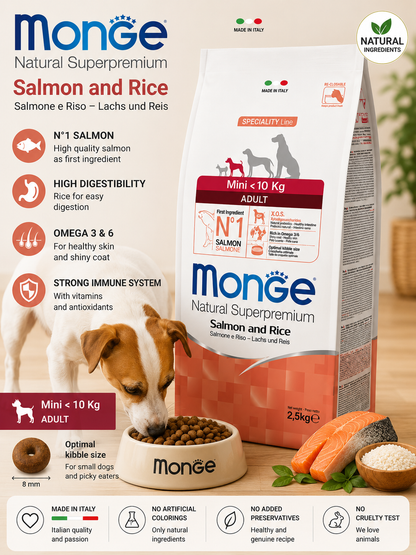 🐶 Monge Natural Superpremium Salmon & Rice Mini Adult