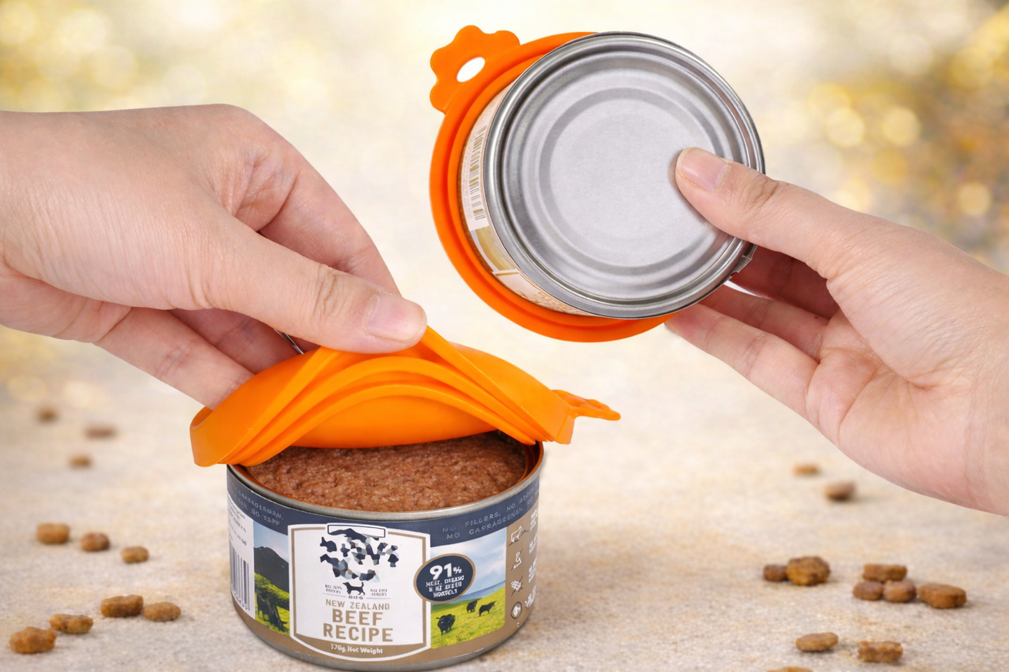 🍲 כיסוי סיליקון וכף פתיחה לפחיות מזון לחיות מחמד