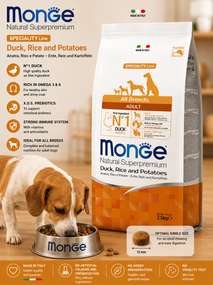 🐶 Monge Natural Superpremium Duck, Rice & Potatoes All Breeds Adult