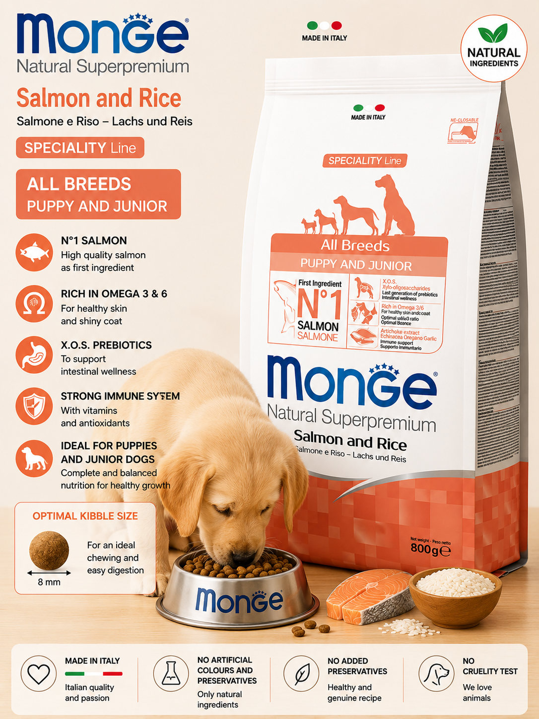 🐶 Monge Natural Superpremium Salmon & Rice Puppy & Junior