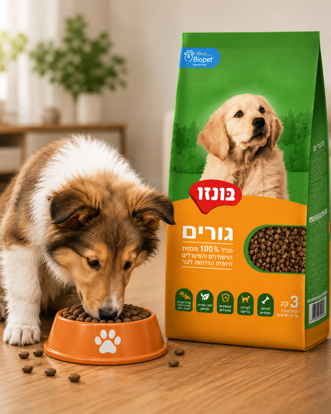 🐶 בונזו גורים – מזון יבש מלא לגורים