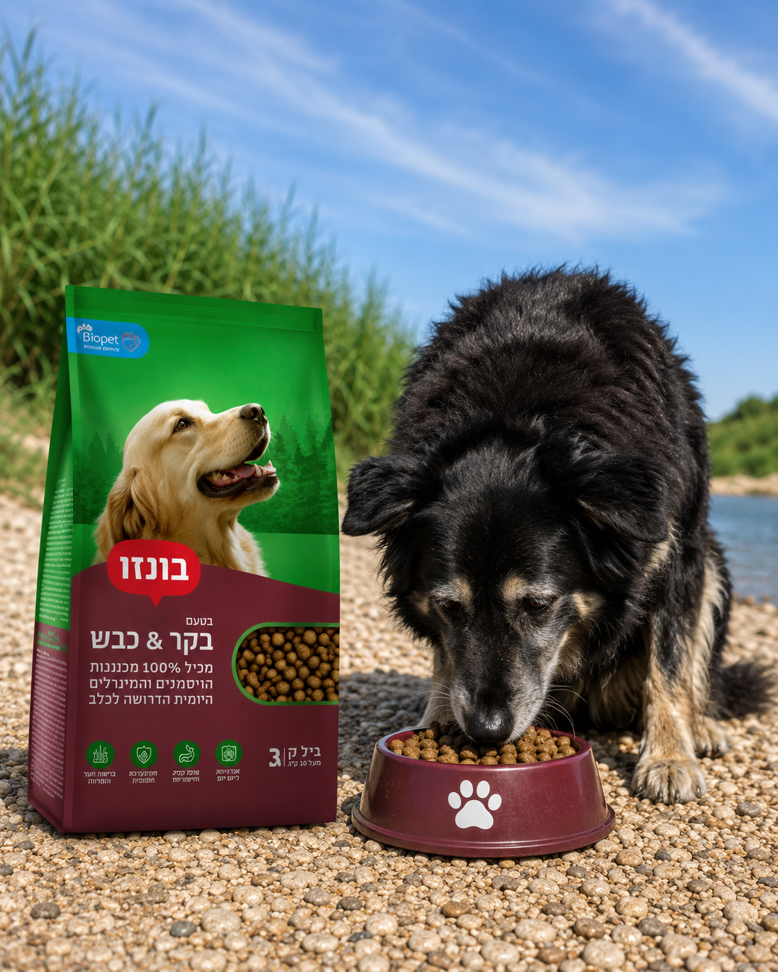 🐶 בונזו בקר & כבש – מזון יבש מלא לכלבים