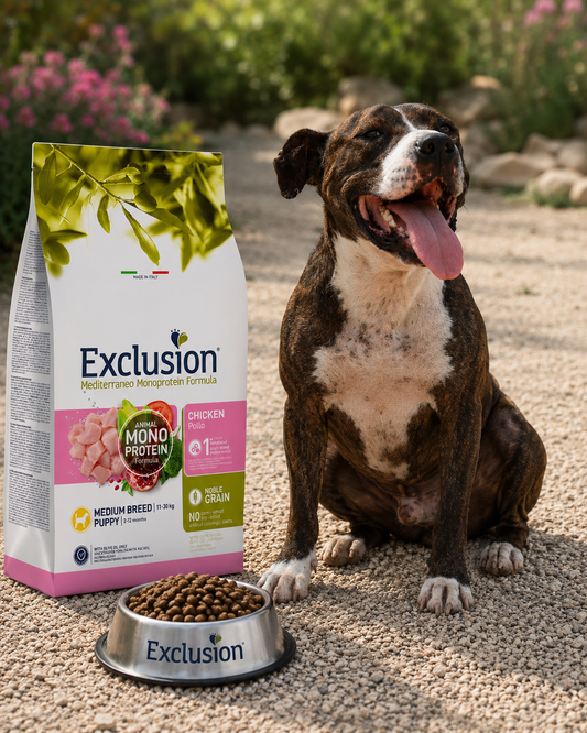 🐾 Exclusion Chicken Monoprotein – מזון יבש לגורי כלבים מגזע בינוני 🐶🐔