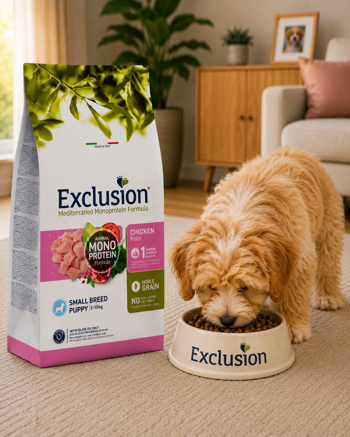🐾 Exclusion Chicken Monoprotein – מזון יבש לגורי כלבים מגזע קטן 🐶🐔