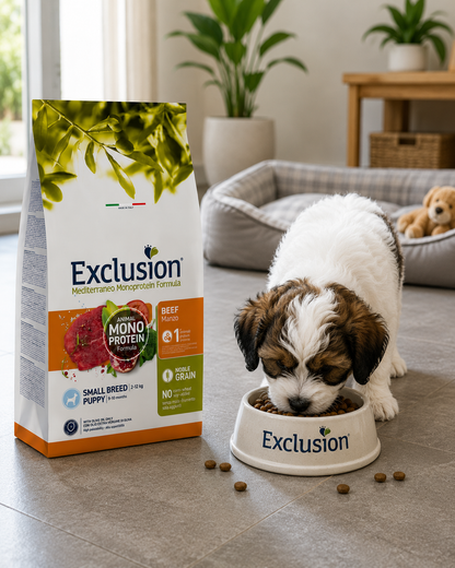🐾 Exclusion Beef Monoprotein – מזון יבש לגורי כלבים מגזע קטן 🐶🥩