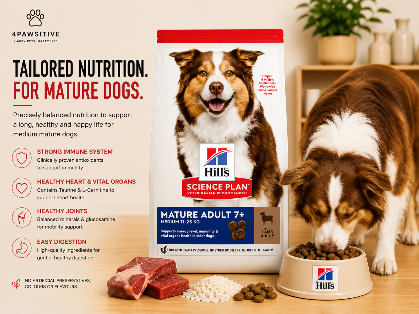 🐶 Hill’s Science Plan Mature Adult 7+ לכלבים בינוניים עם כבש ואורז