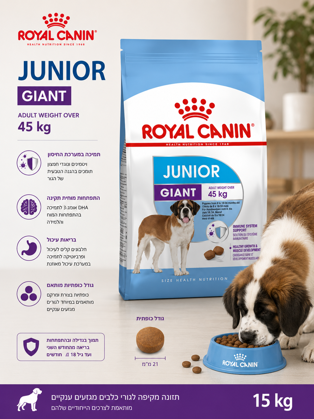 🐶 Royal Canin Giant Junior 15KG לגורי כלבים מגזעי ענק