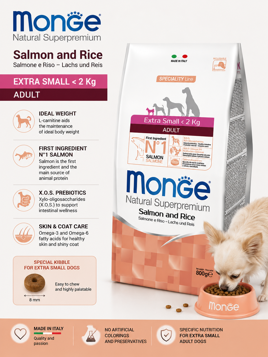 🐶 Monge Natural Superpremium Salmon & Rice Extra Small Adult