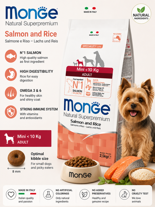 🐶 Monge Natural Superpremium Salmon & Rice Mini Adult